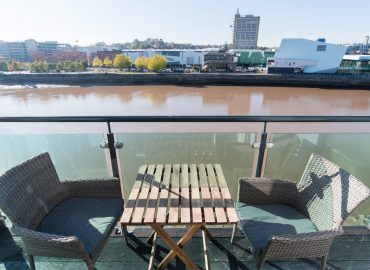 Raphael Heights balcony view of river usk