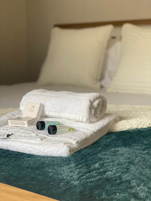 bed with soaps